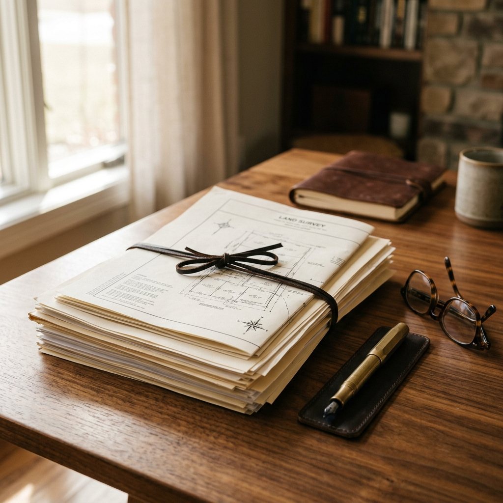 An appraisal file tied with string on a desk